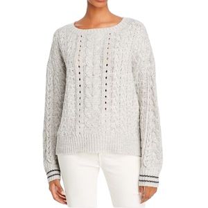 EUC Aqua Striped Cuff Cable-Knit Sweater (E)